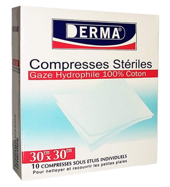 Derma Compresses Steriles 30 x 30cm - 10 Piéces